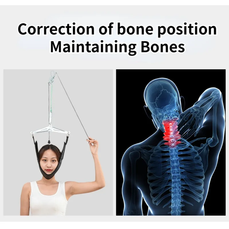 Hanging Cervical Traction Device Soft Neck Stretching Belt Pain Relief Metal Bracket Chiropractic Neck Traction Cushion
