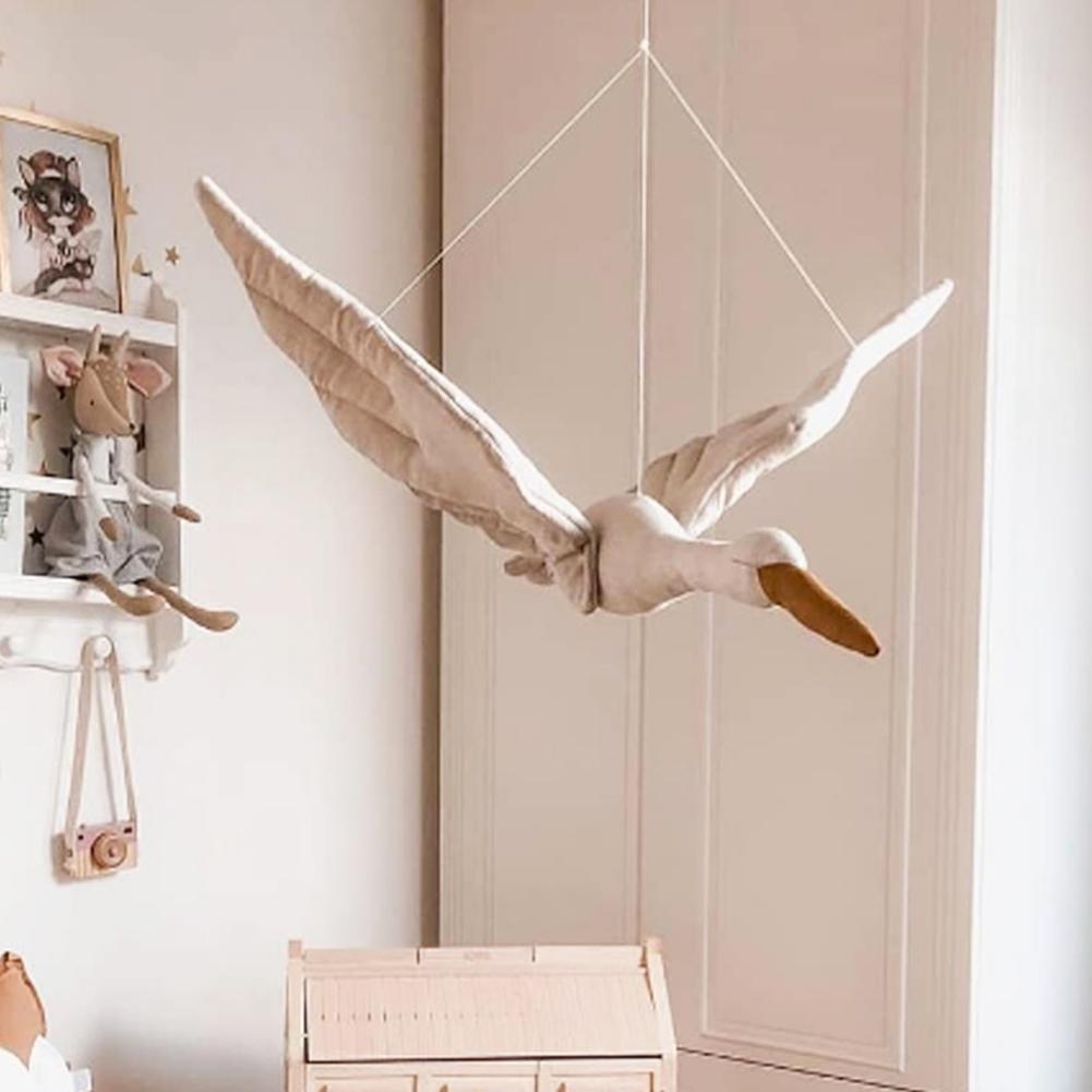 Hanging Cotton Linen Swan Mobile