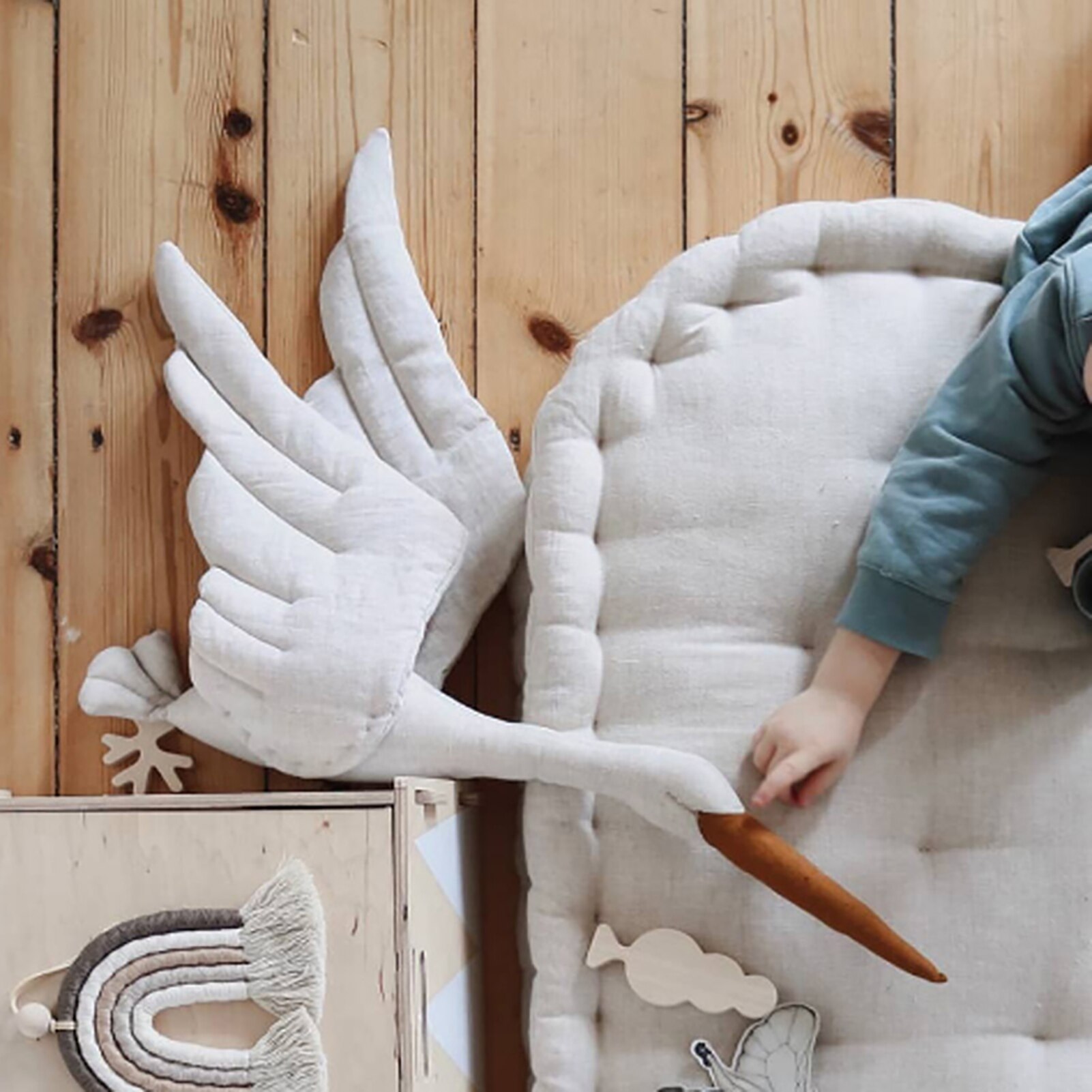 Hanging Cotton Linen Swan Mobile Hanging Cotton Linen Swan Mobile