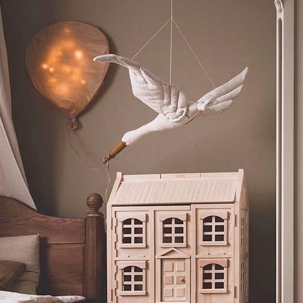 Hanging Cotton Linen Swan Mobile Hanging Cotton Linen Swan Mobile