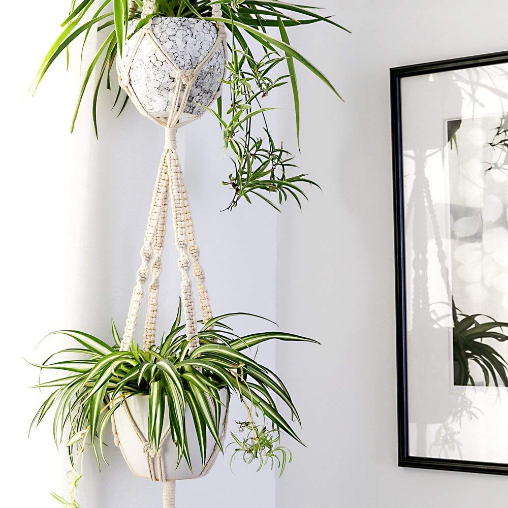 Hanging Double Macrame Plant Hanger Hanging Double Macrame Plant Hanger