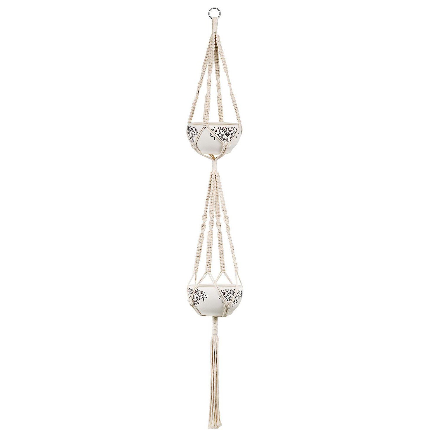 Hanging Double Macrame Plant Hanger Hanging Double Macrame Plant Hanger