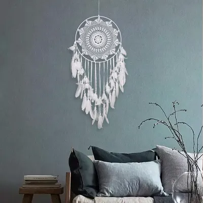 Hanging Dream Catcher All White Bohemian Style Hanging Dream Catcher All White Bohemian Style