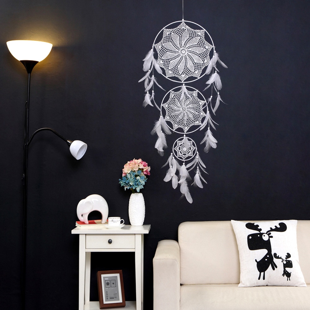 Hanging Dream Catcher All White Bohemian Style Hanging Dream Catcher All White Bohemian Style
