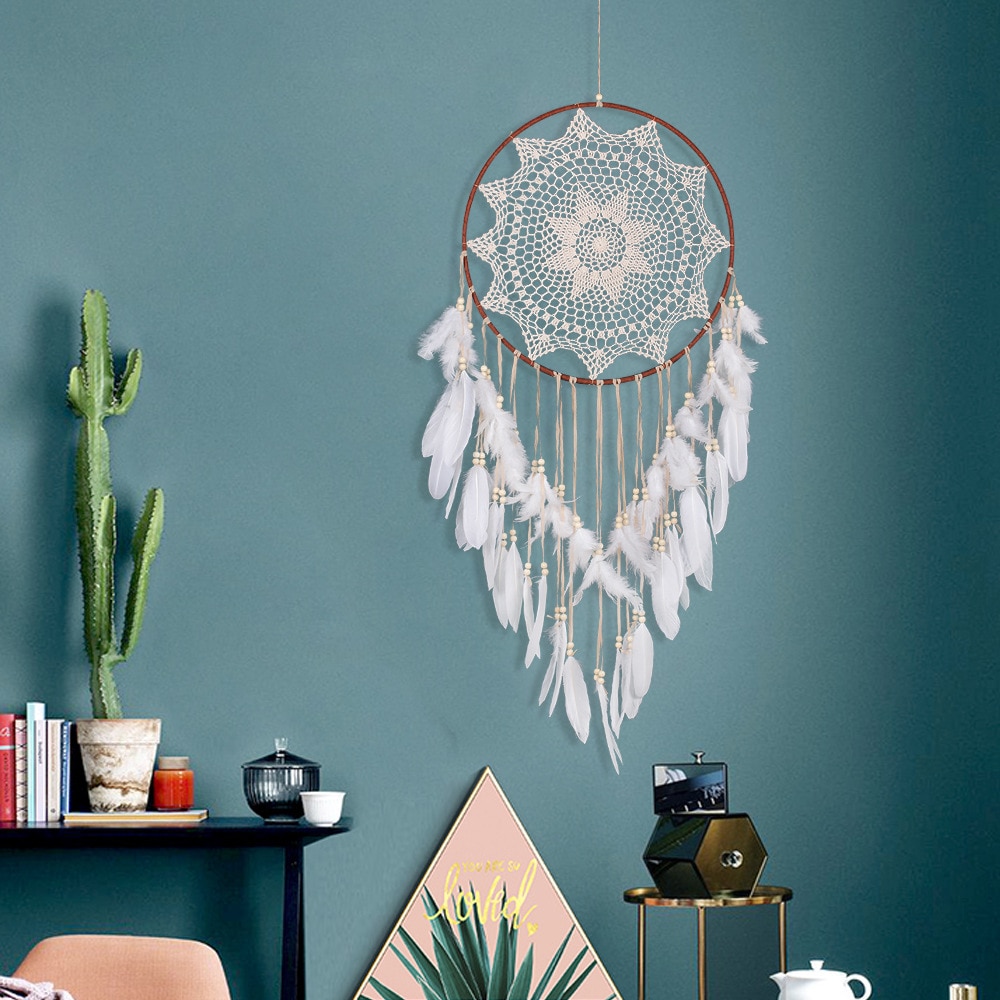 Hanging Dream Catcher All White Bohemian Style Hanging Dream Catcher All White Bohemian Style