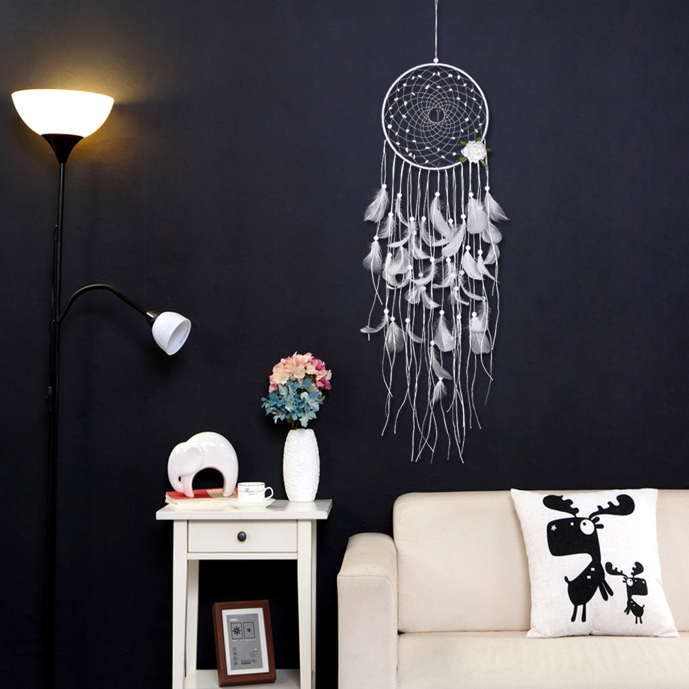 Hanging Dream Catcher All White Bohemian Style Hanging Dream Catcher All White Bohemian Style