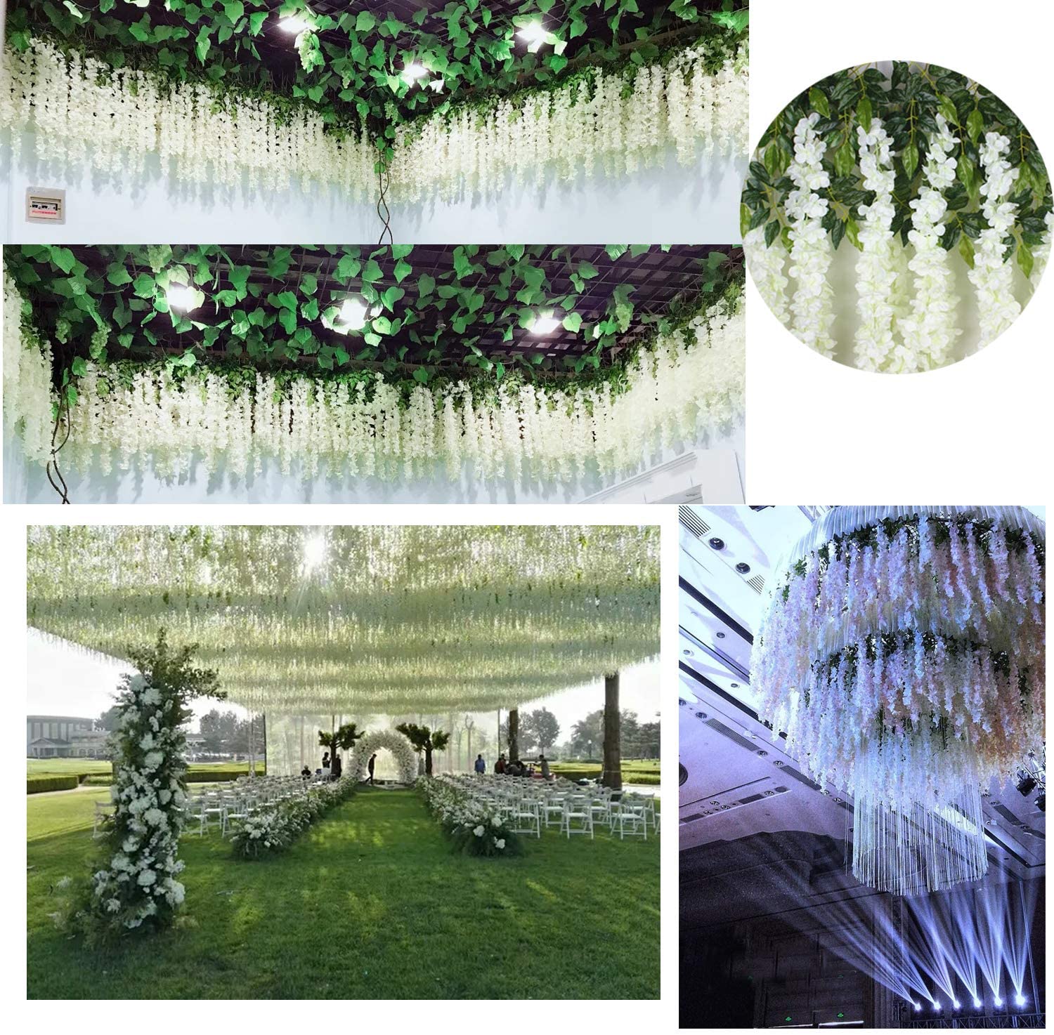 Hanging Fake Wisteria Flowers (12 Pcs) Hanging Fake Wisteria Flowers (12 Pcs)