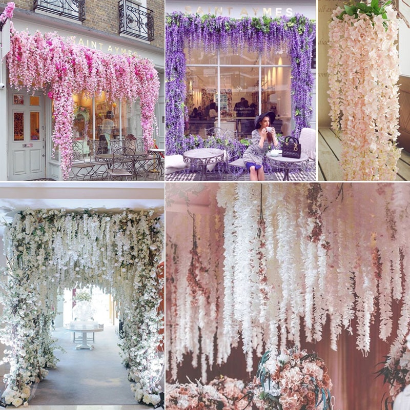 Hanging Fake Wisteria Flowers (12 Pcs) Hanging Fake Wisteria Flowers (12 Pcs)