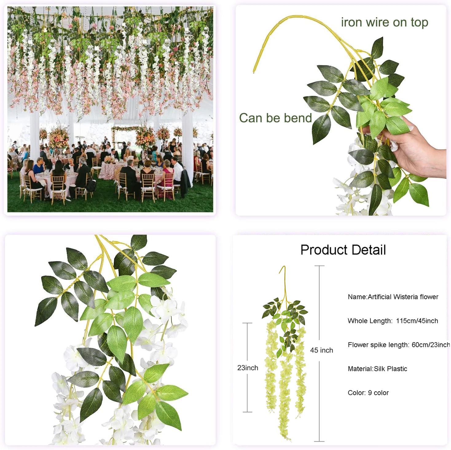 Hanging Fake Wisteria Flowers (12 Pcs) Hanging Fake Wisteria Flowers (12 Pcs)