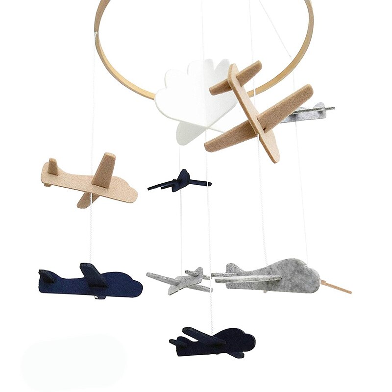 Hanging Felt and Wood Airplane Mobile