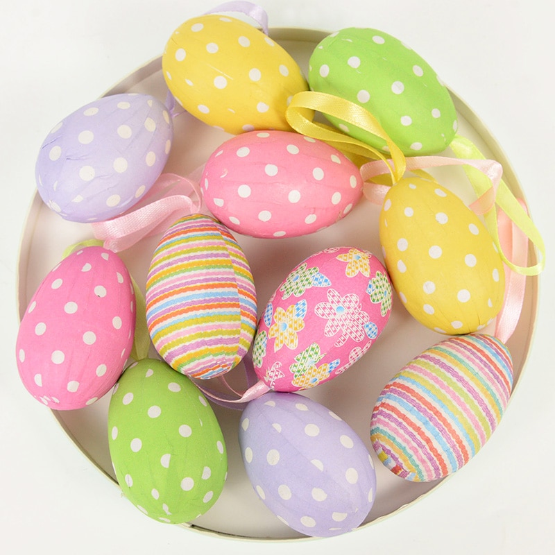 Hanging Foam Easter Egg Decors (12 pcs)