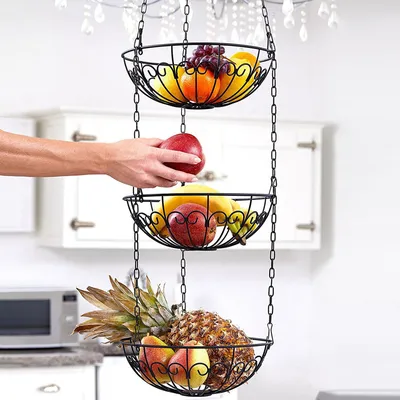 Hanging Fruit Basket 3 Tier Rack Hanging Fruit Basket 3 Tier Rack
