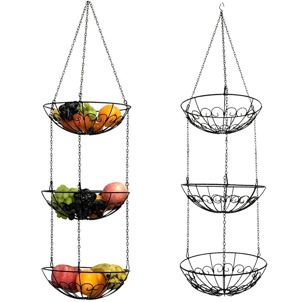 Hanging Fruit Basket 3 Tier Rack Hanging Fruit Basket 3 Tier Rack