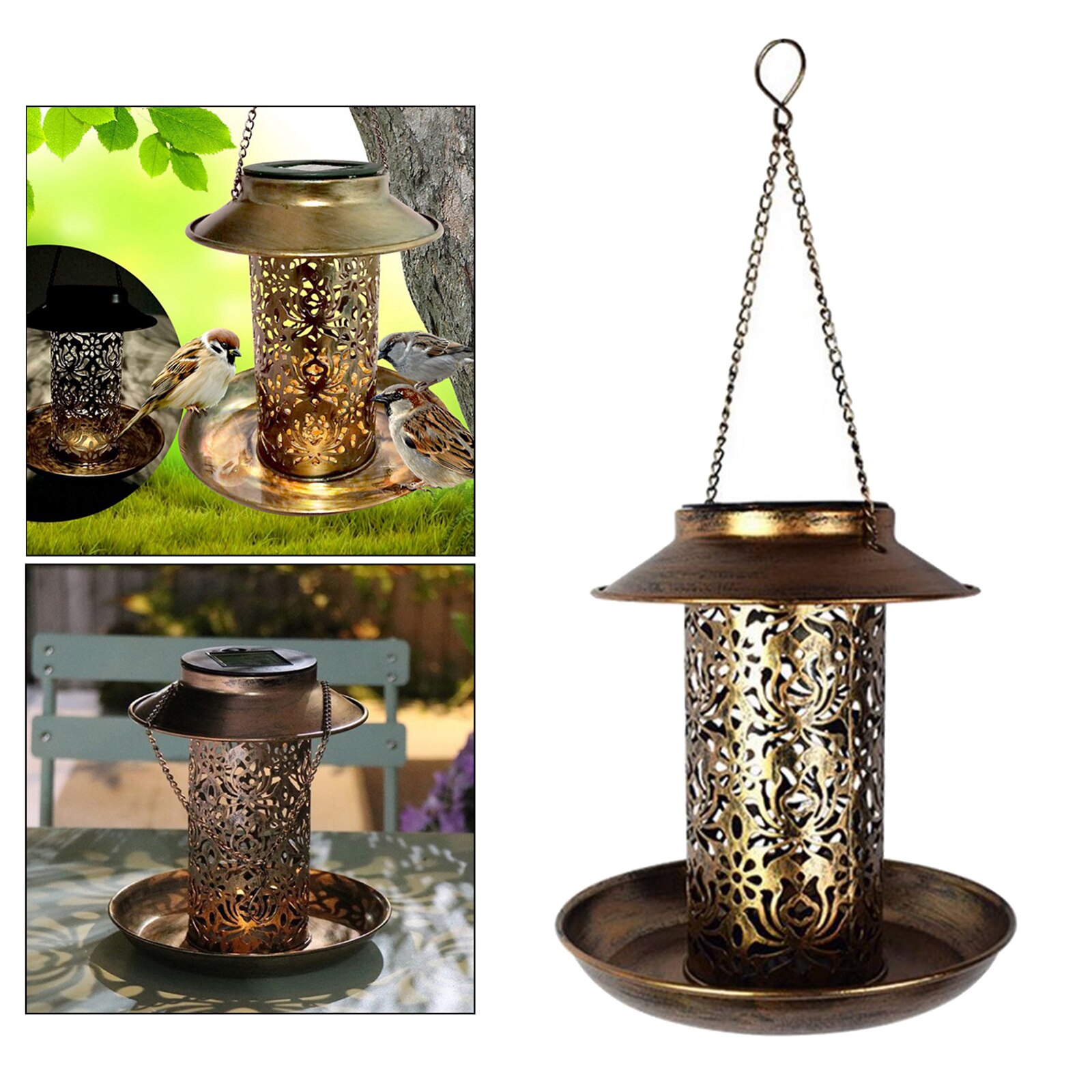 Hanging Iron Solar Bird Feeder Hanging Iron Solar Bird Feeder