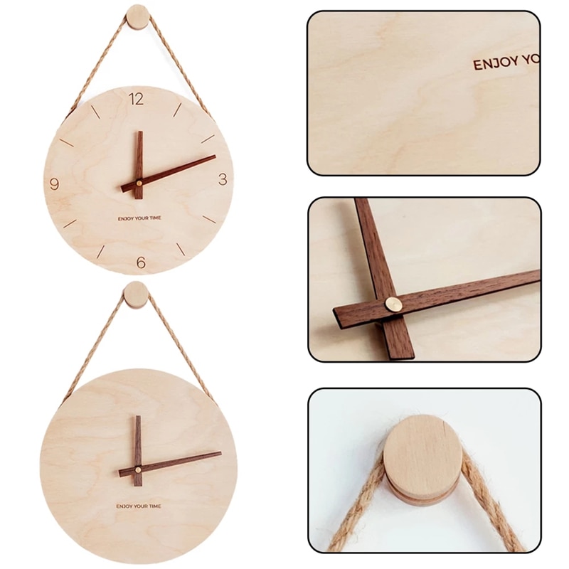 Hanging Minimalist Wooden Clock for Wall