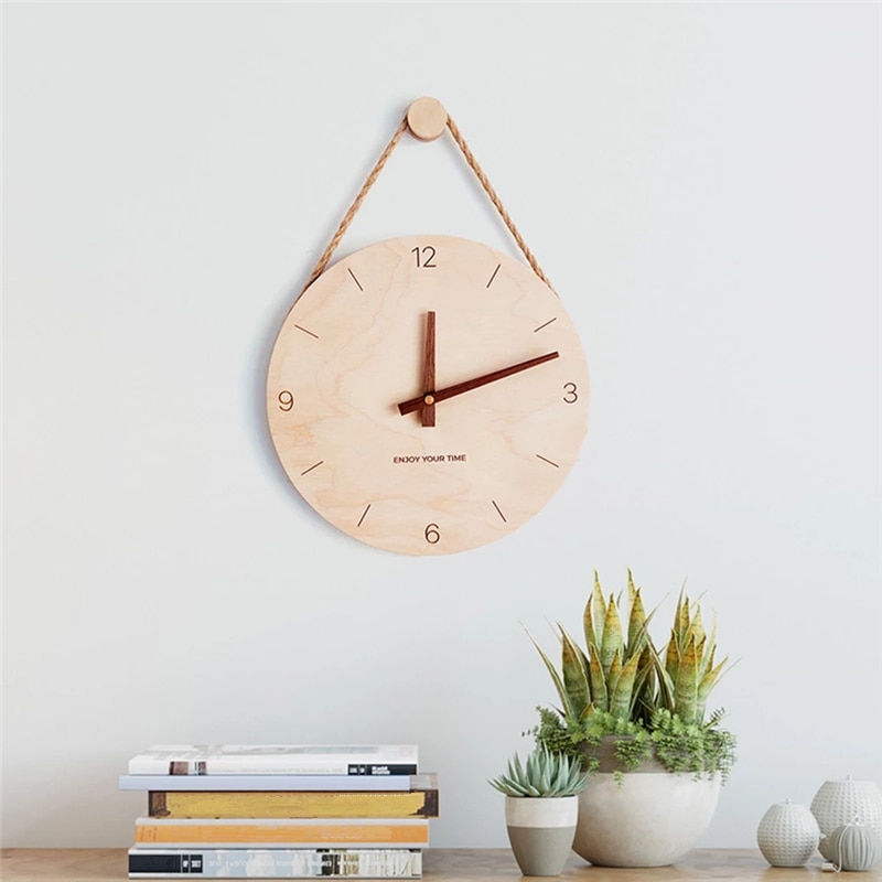 Hanging Minimalist Wooden Clock for Wall