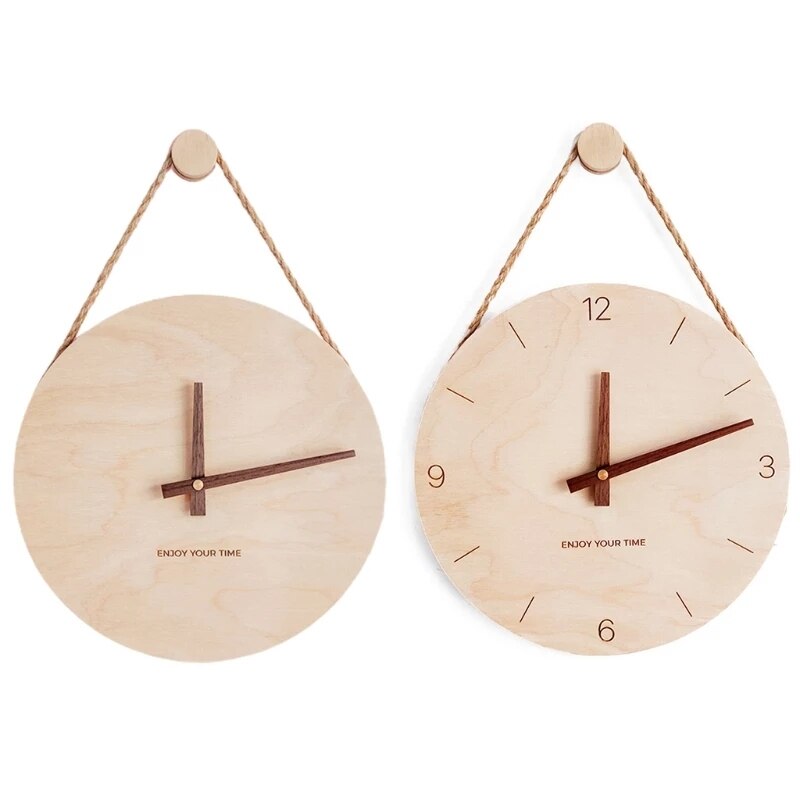 Hanging Minimalist Wooden Clock for Wall