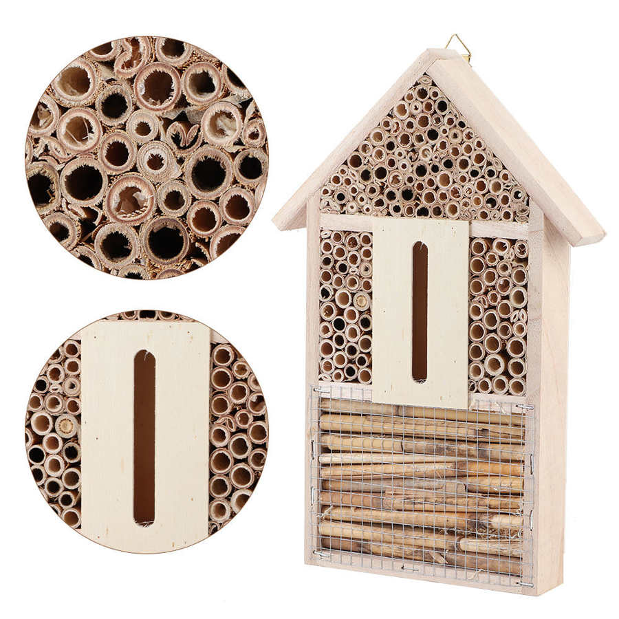Hanging Natural Wooden Bee House Hanging Natural Wooden Bee House