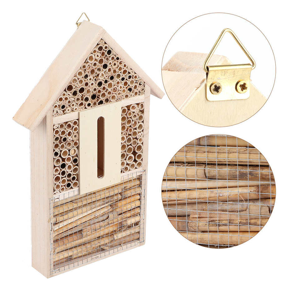 Hanging Natural Wooden Bee House Hanging Natural Wooden Bee House