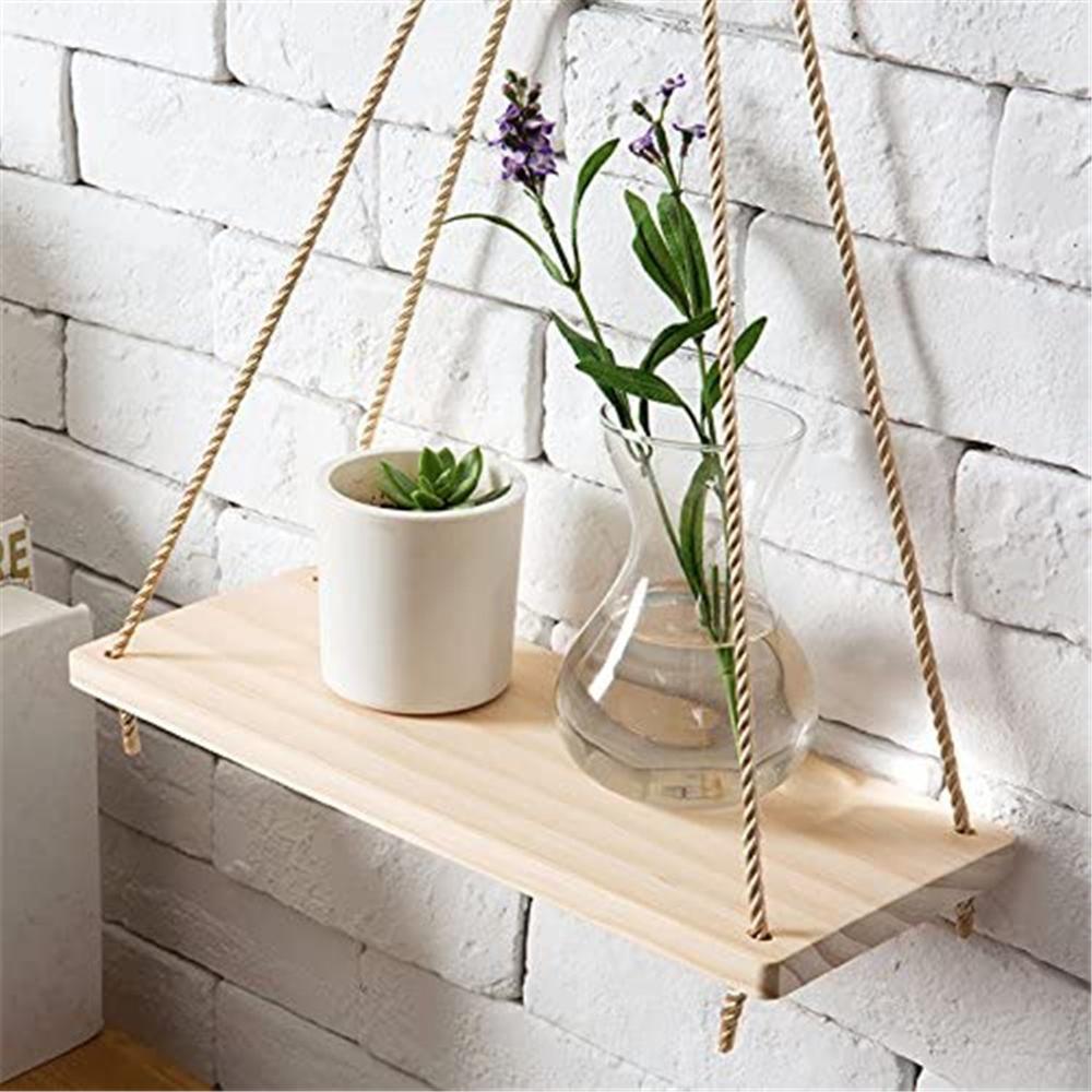 Hanging Plant Shelf Wall Wood Decor
