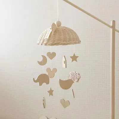 Hanging Rattan Wooden Crib Mobile Hanging Rattan Wooden Crib Mobile