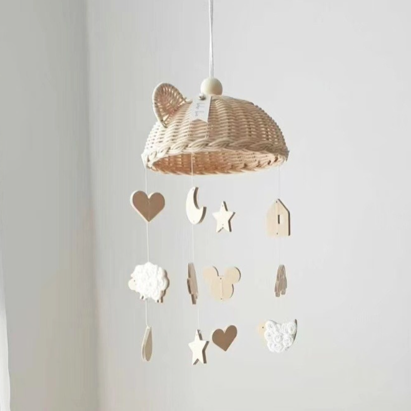 Hanging Rattan Wooden Crib Mobile Hanging Rattan Wooden Crib Mobile