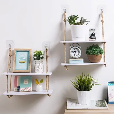 Hanging Rope Shelf Decorative Rack Hanging Rope Shelf Decorative Rack