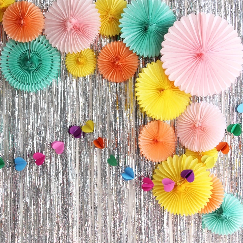 Hanging Round Paper Fan Decors (5Pcs)