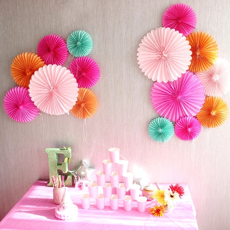 Hanging Round Paper Fan Decors (5Pcs) Hanging Round Paper Fan Decors (5Pcs)