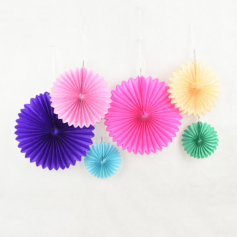 Hanging Round Paper Fan Decors (5Pcs) Hanging Round Paper Fan Decors (5Pcs)