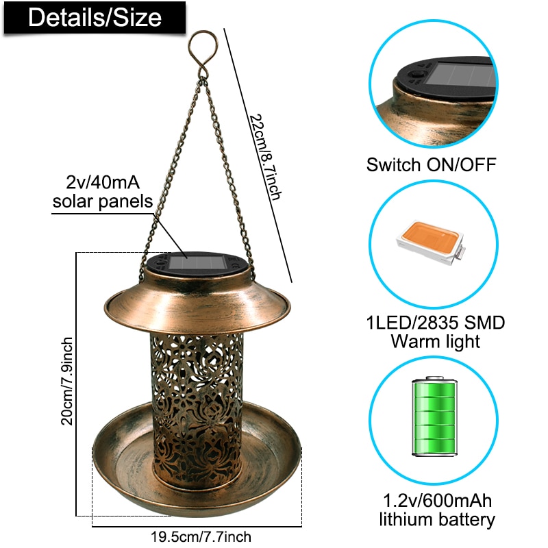 Hanging Solar Powered Bird Feeder Hanging Solar Powered Bird Feeder