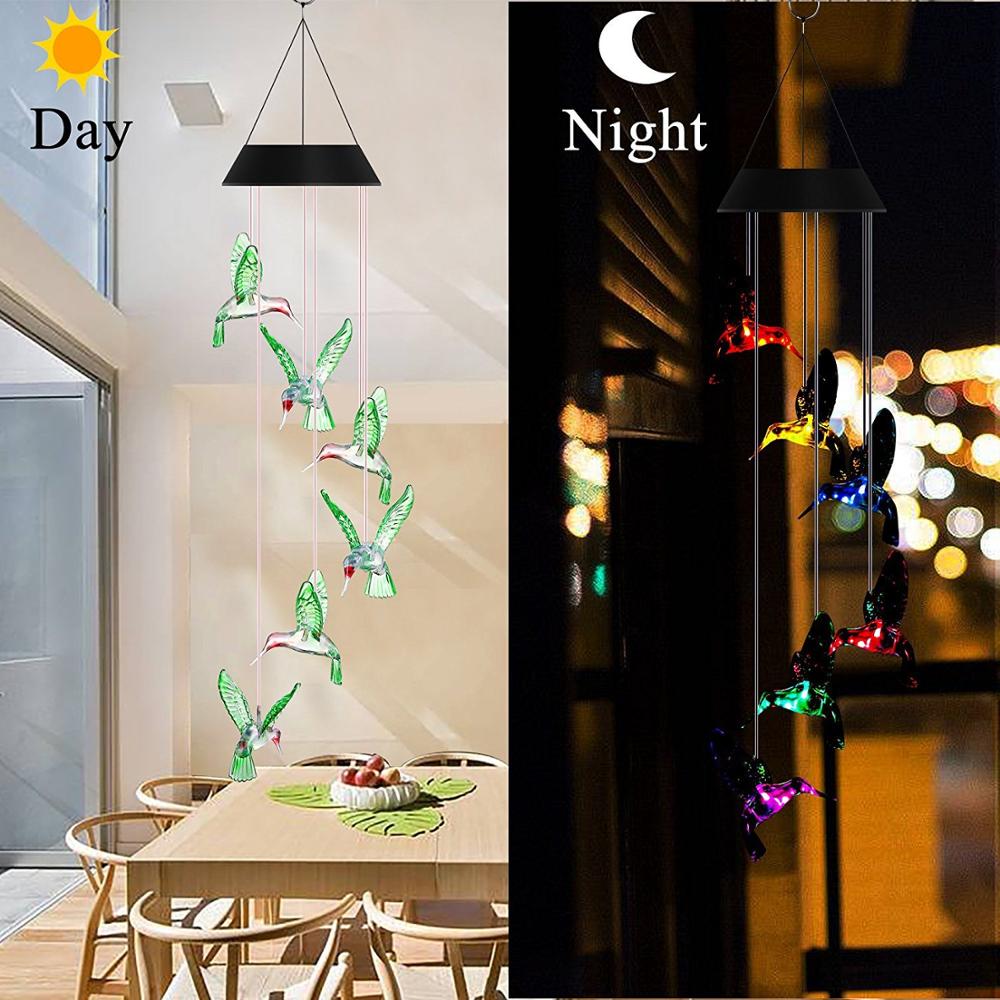 Hanging Solar Powered Hummingbird Lights Hanging Solar Powered Hummingbird Lights