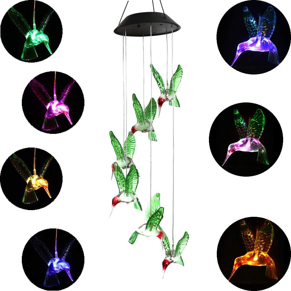 Hanging Solar Powered Hummingbird Lights Hanging Solar Powered Hummingbird Lights