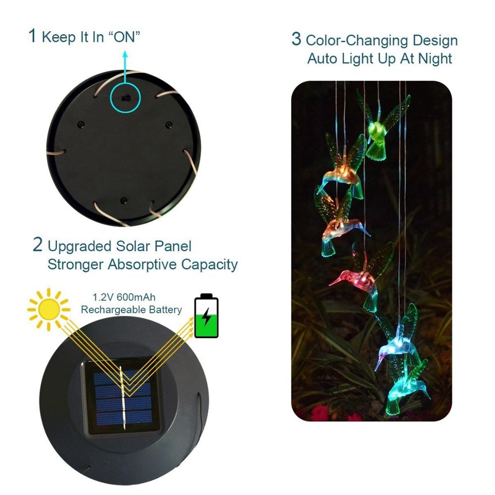 Hanging Solar Powered Hummingbird Lights Hanging Solar Powered Hummingbird Lights