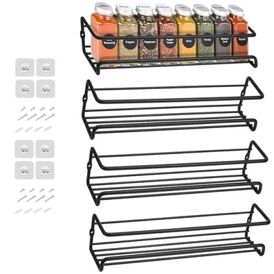 Hanging Wall Mount Spice Rack (4 pcs) Hanging Wall Mount Spice Rack (4 pcs)