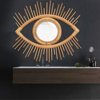 Hanging Wall Rattan Eye Mirror Hanging Wall Rattan Eye Mirror