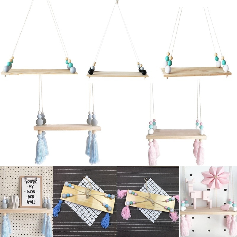 Hanging Wood Shelf Nordic Style Hanging Wood Shelf Nordic Style