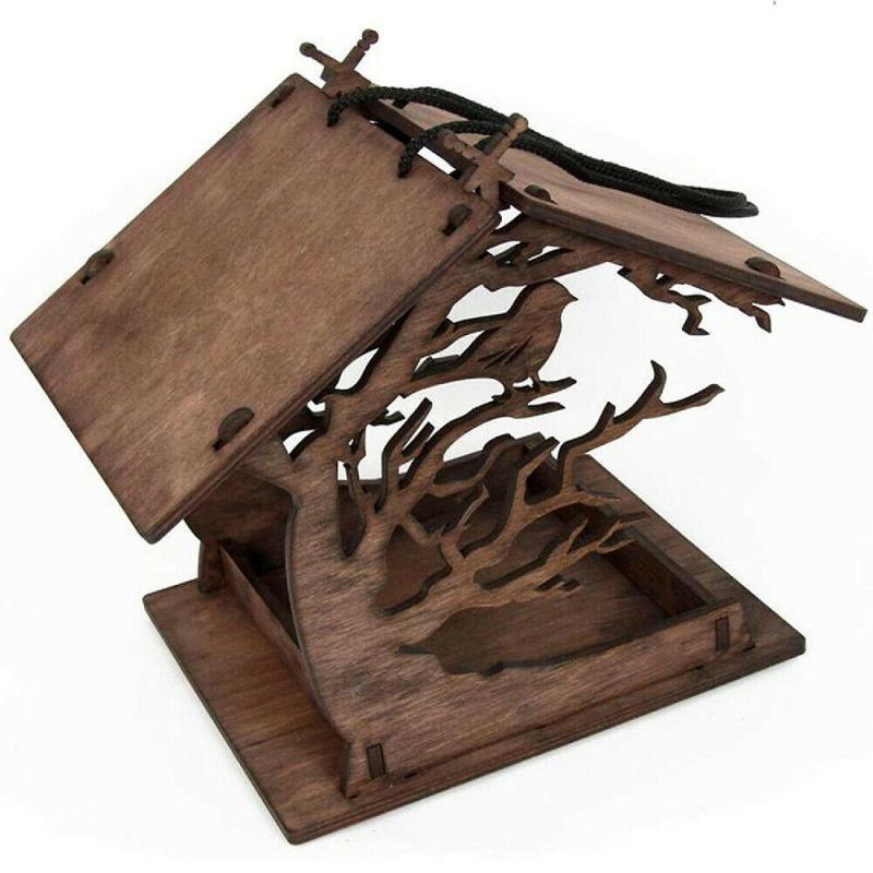 Hanging Wooden Bird House Feeder