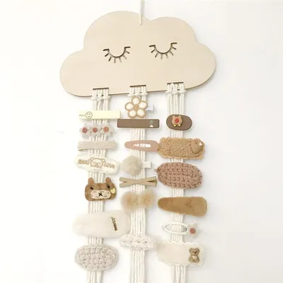 Hanging Wooden Hair Clip Storage