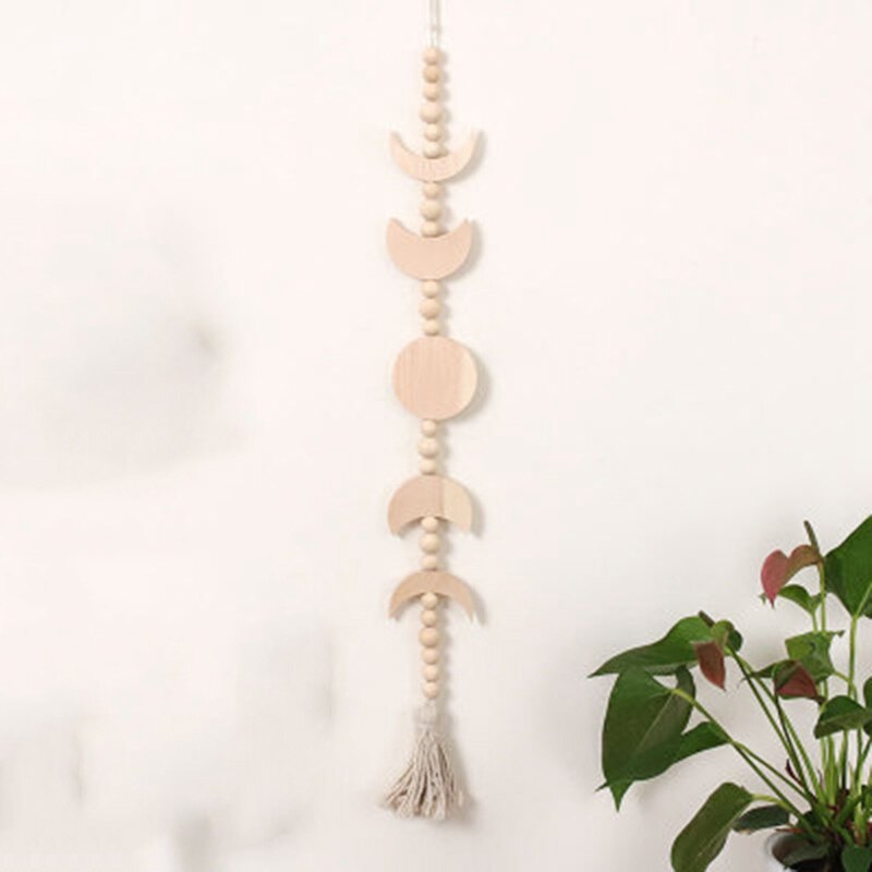 Hanging Wooden Moon Phase Garland Hanging Wooden Moon Phase Garland