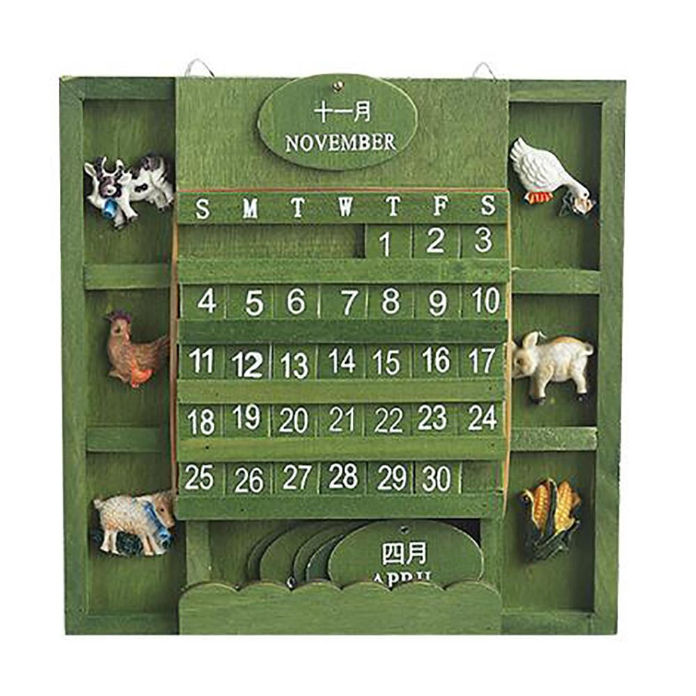 Hanging Wooden Perpetual Wall Calendar