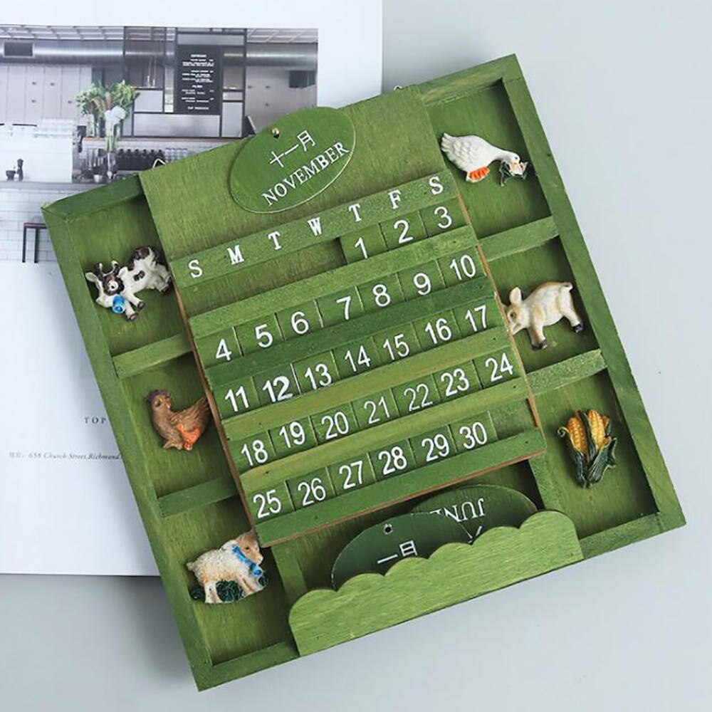 Hanging Wooden Perpetual Wall Calendar