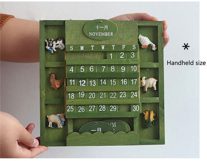 Hanging Wooden Perpetual Wall Calendar