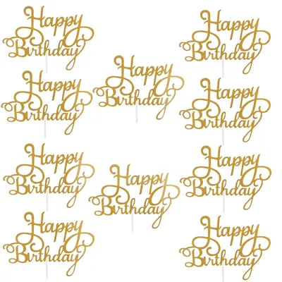 Happy Birthday Cake Toppers Glitter Decor (10 pcs) Happy Birthday Cake Toppers Glitter Decor (10 pcs)