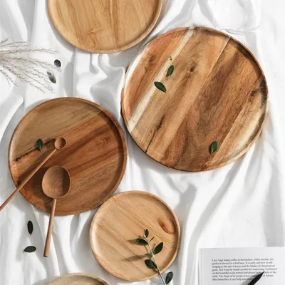 Hardwood Wooden Round Plate Hardwood Wooden Round Plate