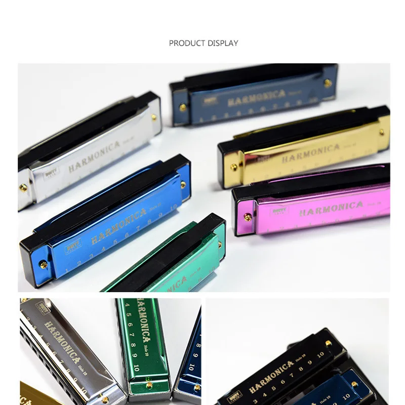 Harmonica Key of C 10 Hole Diatonic Harmonica C with Case for Beginner Students Kids Gift BLUES with case