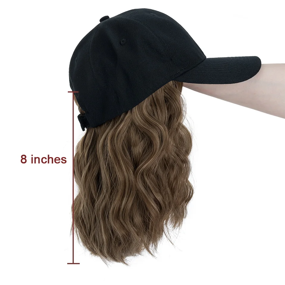 Hat Wig for Women 8 Inches Wave Baseball Cap Wig with Curly Hair Extensions Wig Synthetic Wave Wig Hat Adjustable Brown Hat Wig for Women 8 Inches Wave Baseball Cap Wig with Curly Hair Extensions Wig Synthetic Wave Wig Hat Adjustable Brown