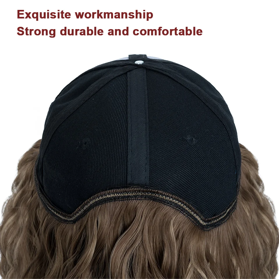 Hat Wig for Women 8 Inches Wave Baseball Cap Wig with Curly Hair Extensions Wig Synthetic Wave Wig Hat Adjustable Brown Hat Wig for Women 8 Inches Wave Baseball Cap Wig with Curly Hair Extensions Wig Synthetic Wave Wig Hat Adjustable Brown