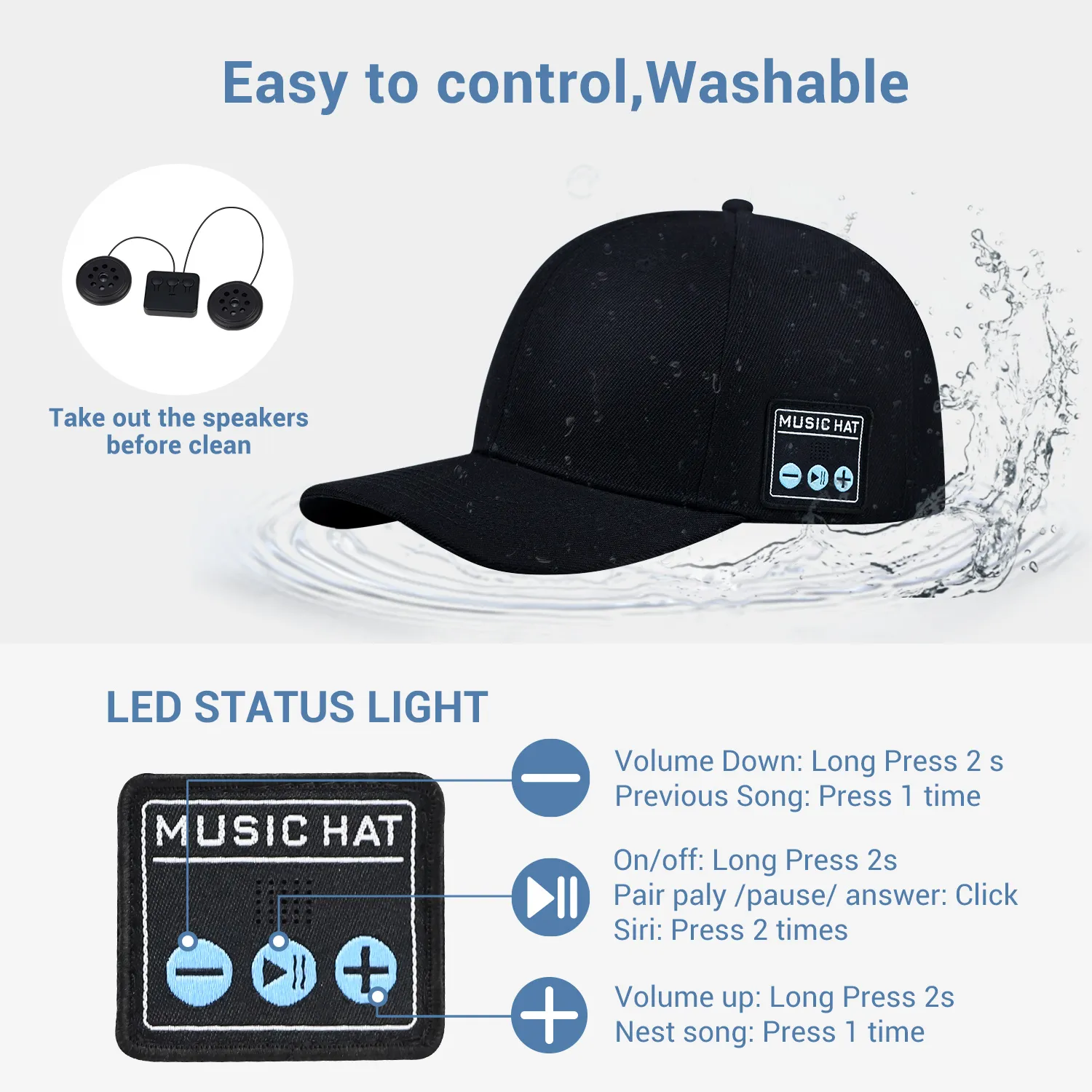 Hat with Bluetooth Speaker Adjustable Bluetooth Hat Wireless Smart Speakerphone Cap for Outdoor Sport Baseball Cap with Hat with Bluetooth Speaker Adjustable Bluetooth Hat Wireless Smart Speakerphone Cap for Outdoor Sport Baseball Cap with