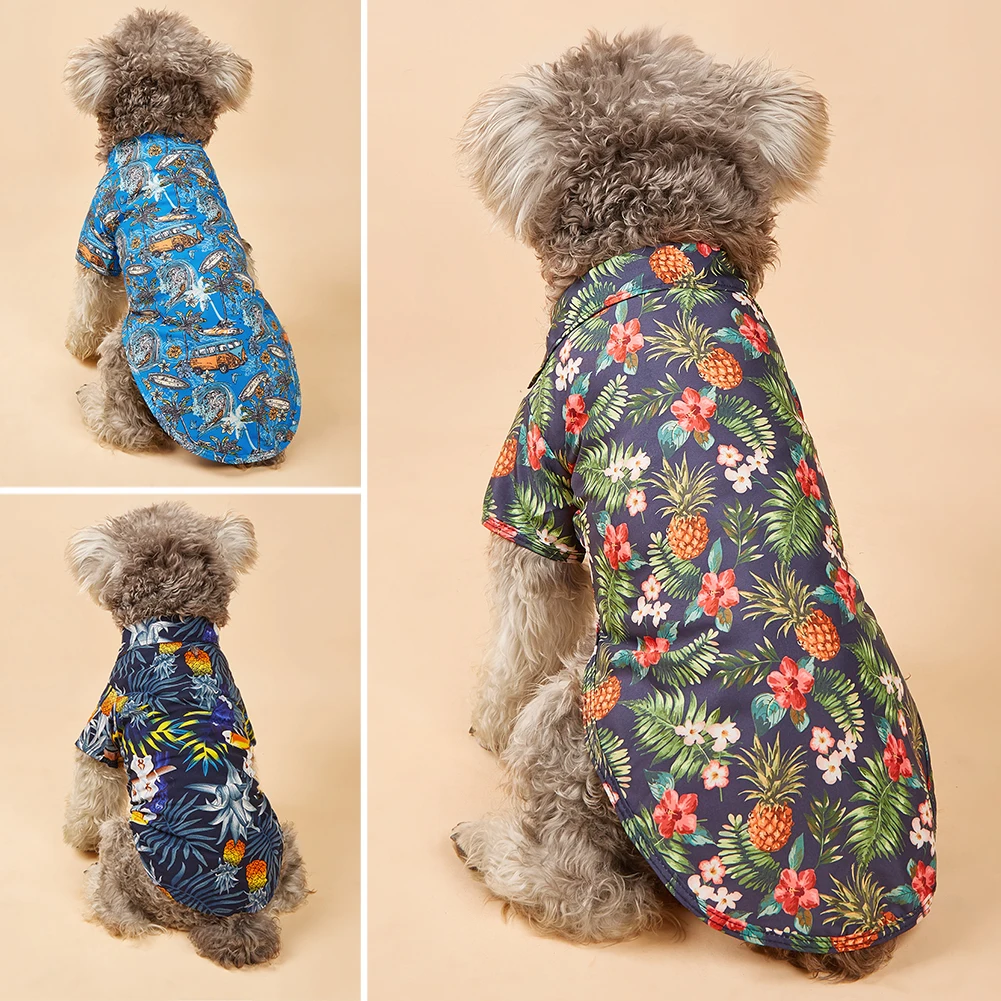 Hawaiian Style Leaf Printed Pet Beach Shirts Summer Dog Clothes for Puppy Small Large Cat Dog Chihuahua Costume Pets Hawaiian Style Leaf Printed Pet Beach Shirts Summer Dog Clothes for Puppy Small Large Cat Dog Chihuahua Costume Pets